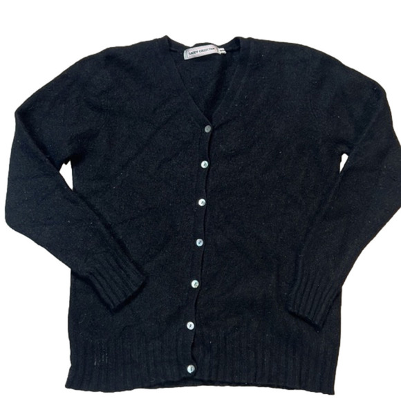 GADDY Black Lambs wool and Angora blend black cardigan vintage -ispy - Picture 1 of 3